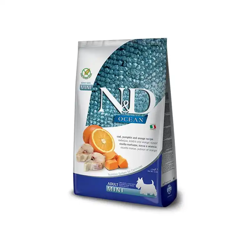 Speciální Cena N&D OCEAN DOG GF Adult Mini Codfish & Pumpkin & Orang 800g