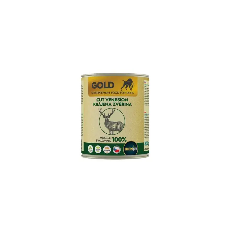 IRONpet Gold Dog Venison cut muscle konzerva 800g Jen Po Omezenou Doba