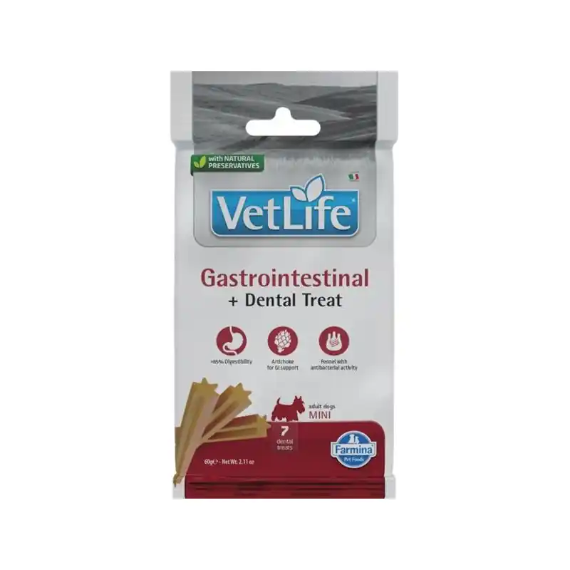 Vet Life Dog Dental Snack Gastrointest. Adult Mini 60g Expresní Doručení