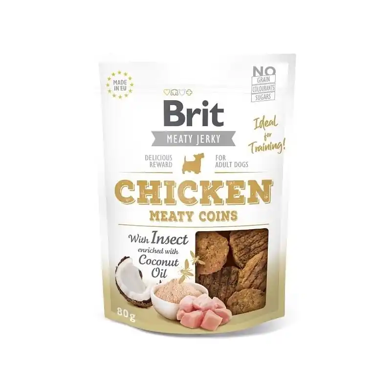 Nízká Cena Brit Jerky Chicken with Insect Meaty Coins 80g