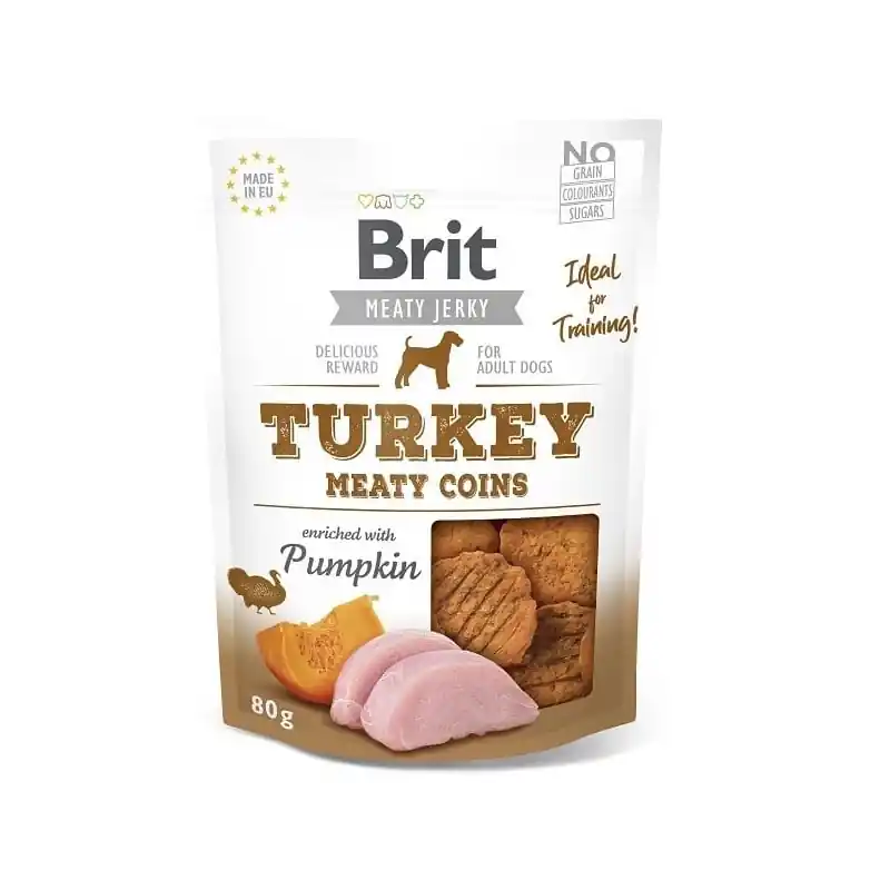 Cenová Bomba Brit Jerky Turkey Meaty Coins 80g