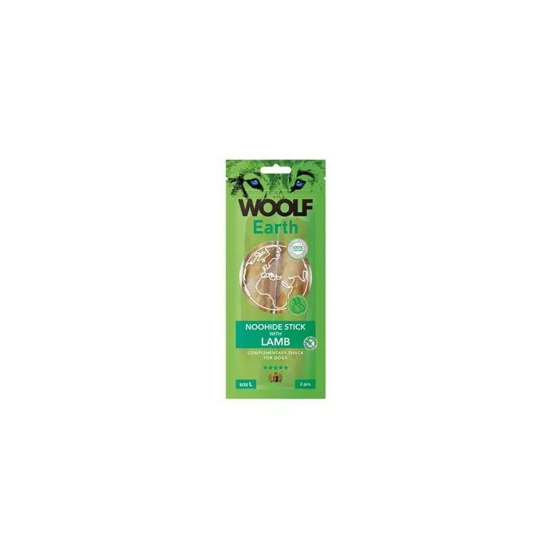 Poslední Šance Woolf pochoutka Earth NOOHIDE L Sticks with Lamb 85g