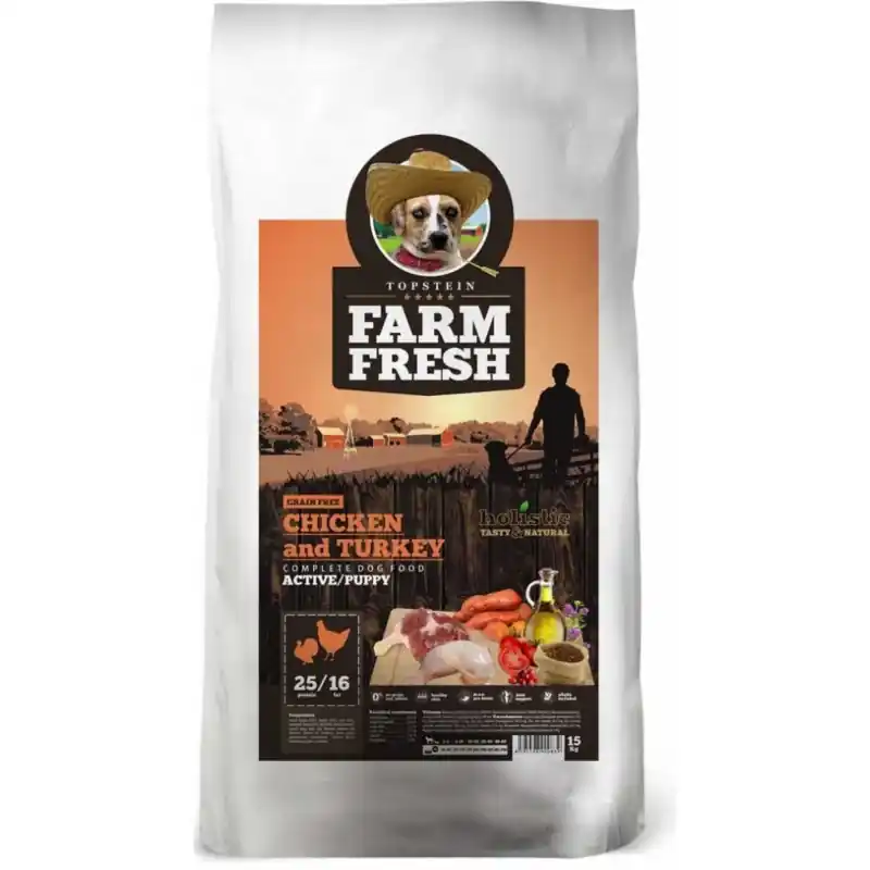 Farm Fresh Chicken and Turkey Active/Puppy GF 15kg Bezpečná Platba