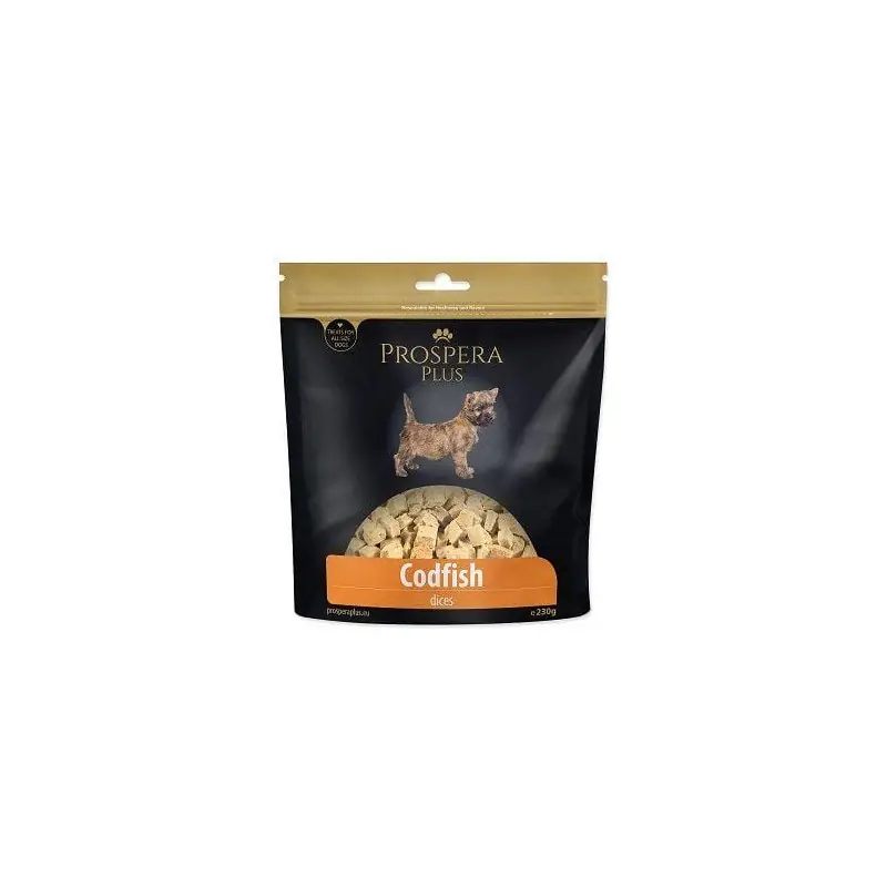 Levný Pochoutka Prospera Plus Dog tresčí kostky 230g