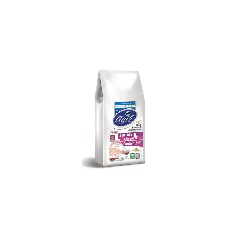 Top Prodej Agil Junior All Breed Low Grain Chicken,Lamb,Tuna 2kg