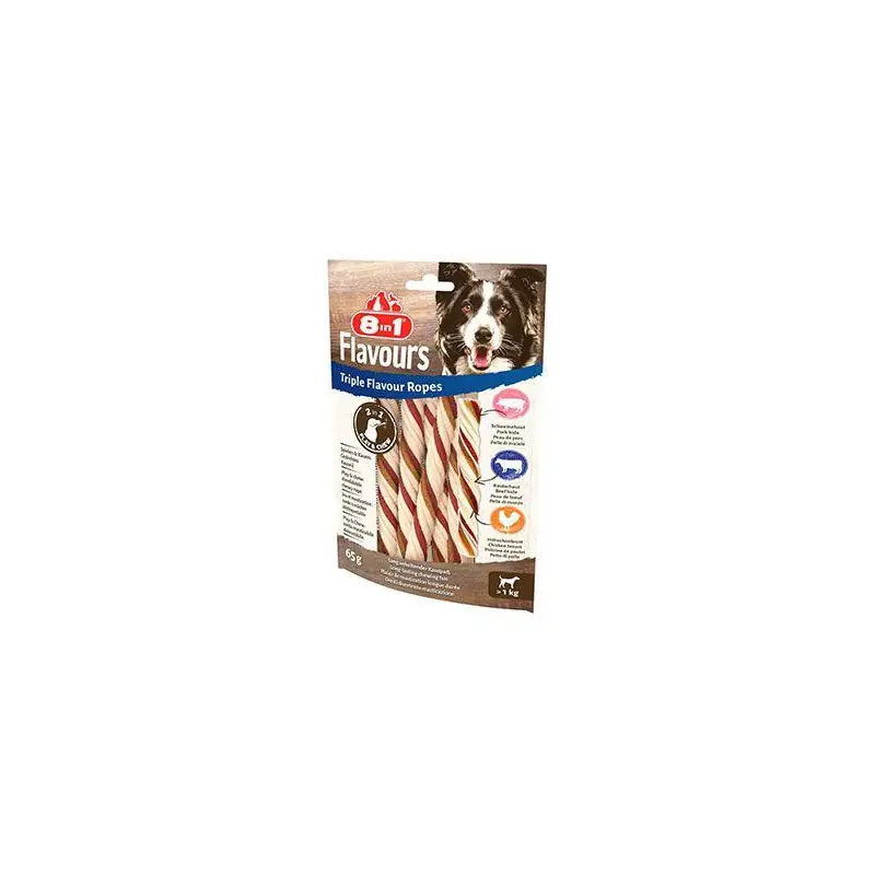 Nízká Cena Pochoutka 8in1 Triple Flavour Ropes 65g