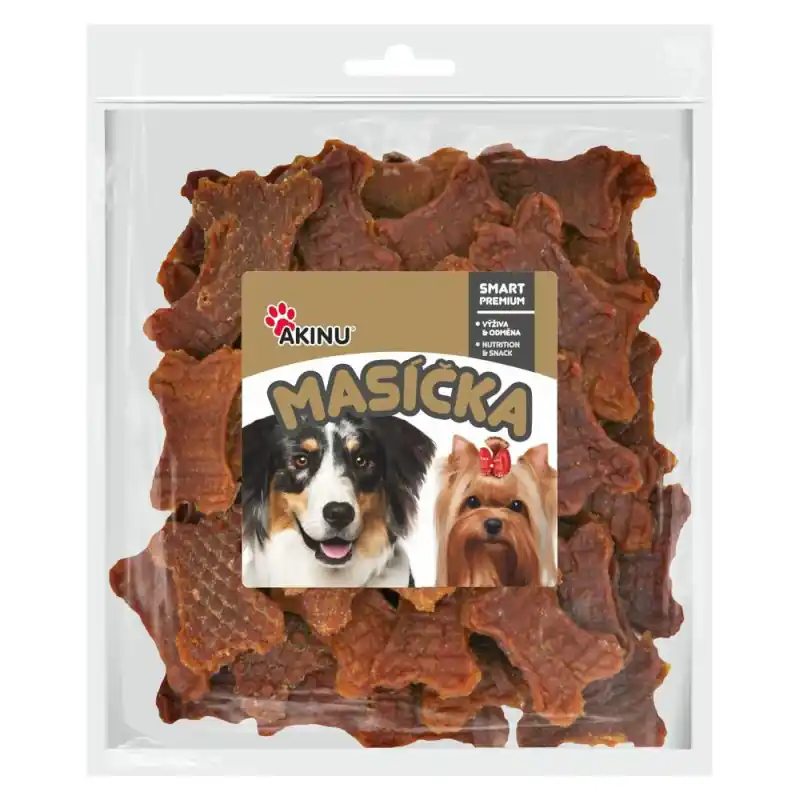 Objednat Nyní Akinu MASÍČKA Kuřecí kostičky s karotkou pes 300g