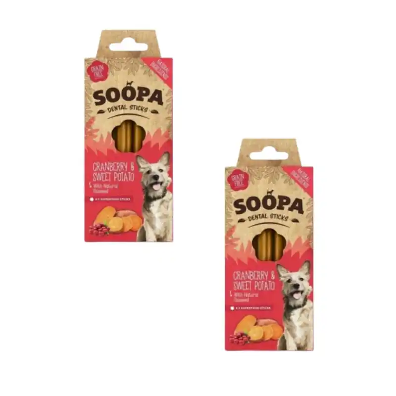 Výprodej Dentální tyčinky Soopa Dog s brusinkami a batáty 2x100g