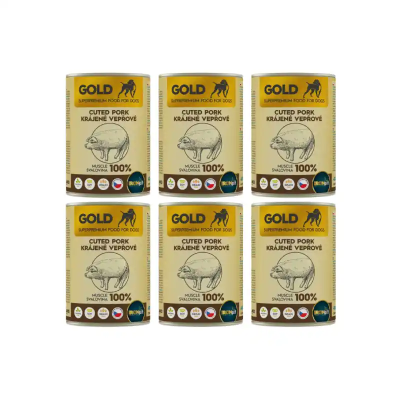 IRONpet Gold Dog Vepřová krájená svalovina konz. 6x400g Cenový Hit
