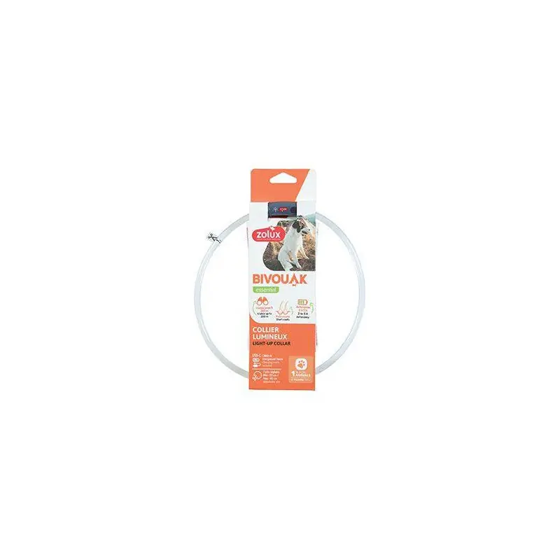 Obojek LED transparent BIVOUAK 30-60cm USB modrá Zolux Nejlepší Cena