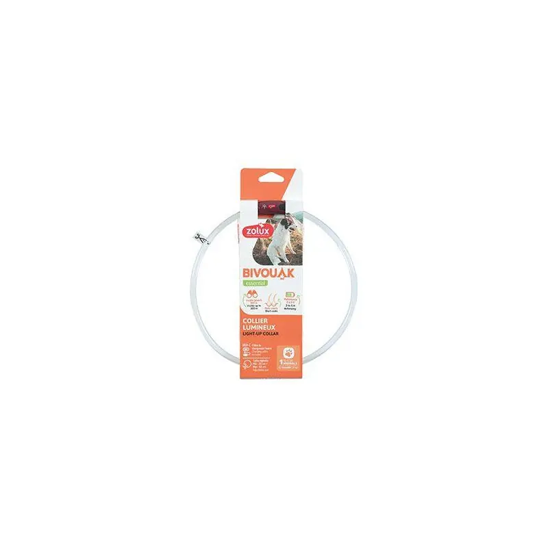 Obojek LED transparent BIVOUAK 30-60cm USB červ. Zolux Super Cena