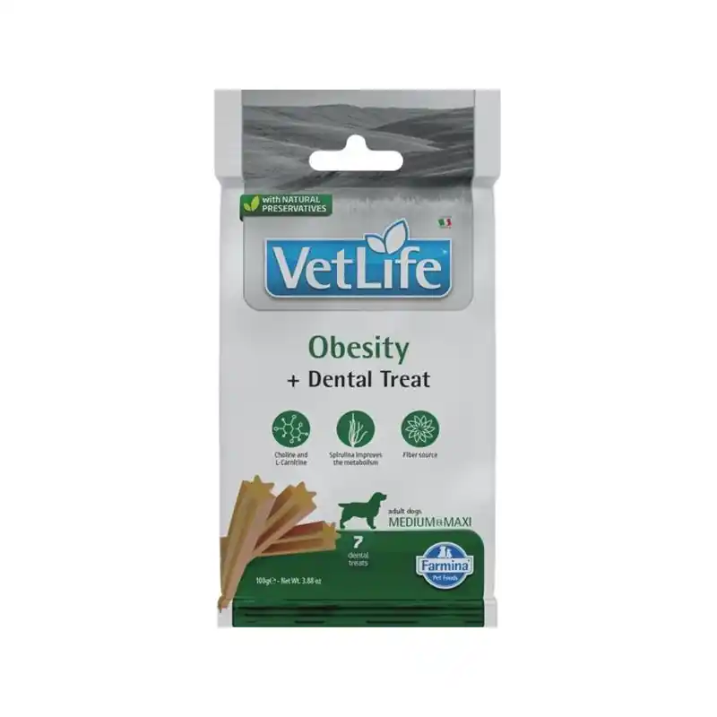 Cenově Výhodný Vet Life Dog Dental Snack Obesity Adult M & L 100g
