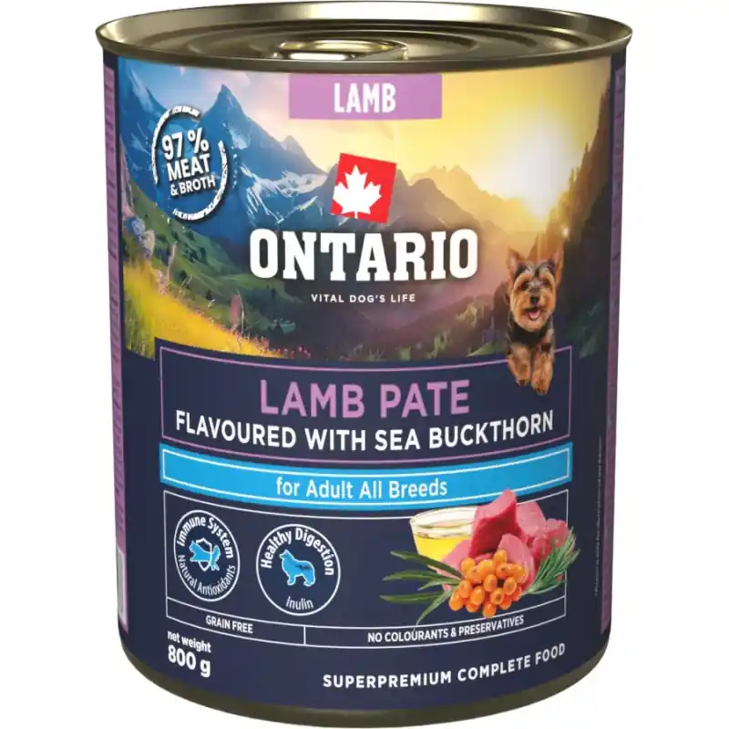 Zlevněný ONTARIO konz.Adult jehněčí pate s příchutí rakyt. 800g
