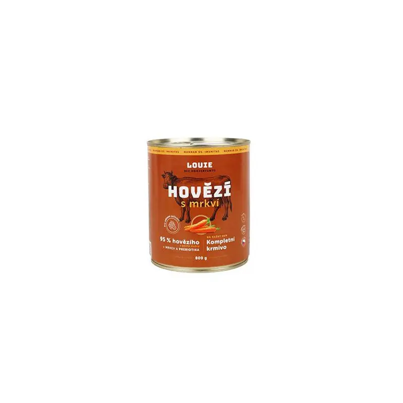 Nejprodávanější Louie Dog konz. Hovězí s mrkví a prebiotiky 800g