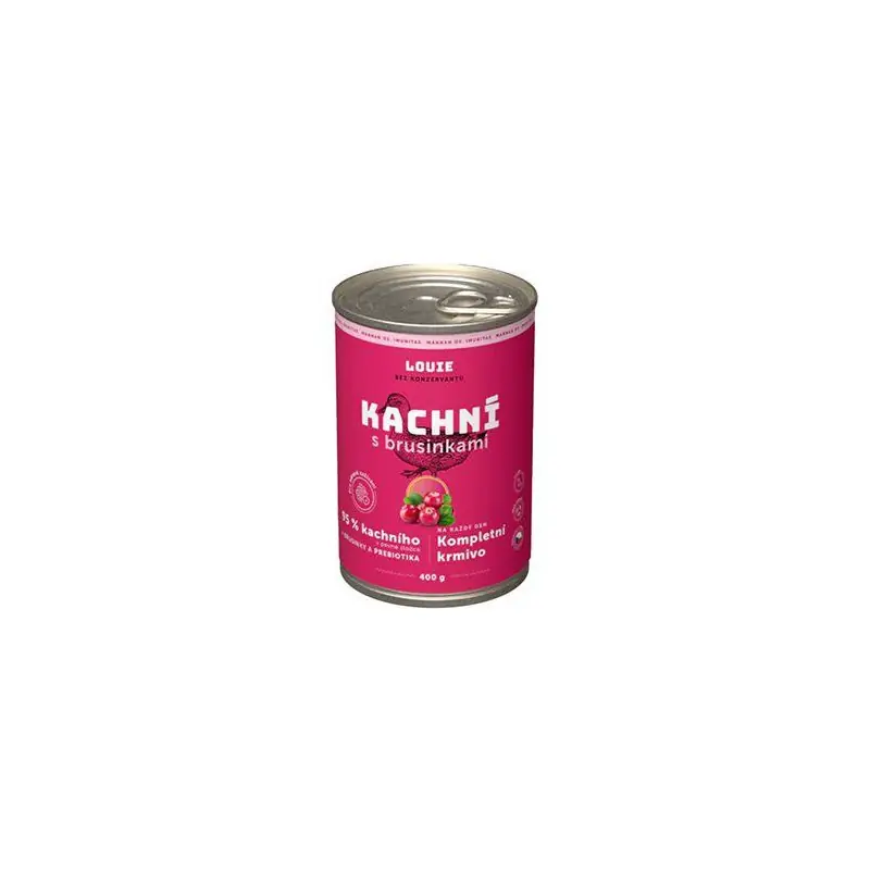 Ihned K Objednání Louie Dog konz. Kachní s brusinkami a prebiotiky 400g