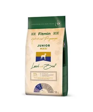 Výhodná Nabídka Fitmin Maxi Junior Lamb With Beef kompletní krmivo pro juniory - 12 kg - 1188 Kč
