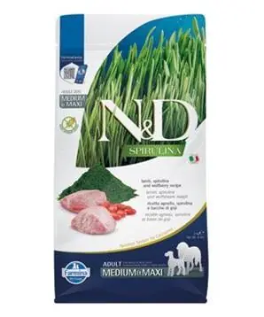 Akce N&D SPIRULINA DOG Adult M/L Lamb & Wolfberry - 7kg - 1285 Kč