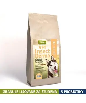 Autentický Yoggies VET Insect Derma s hmyzím proteinem, granule lisované za studena s probiotiky - 2 kg - 455 Kč