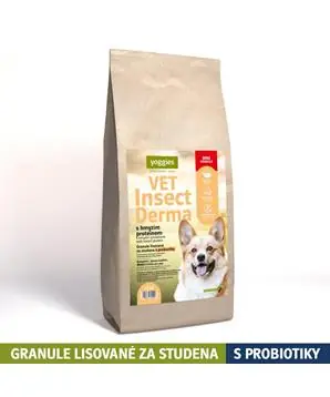 Super Cena Yoggies VET Insect Derma s hmyzím proteinem, minigranule lisované za studena s probiotiky - 10 kg - 1777 Kč