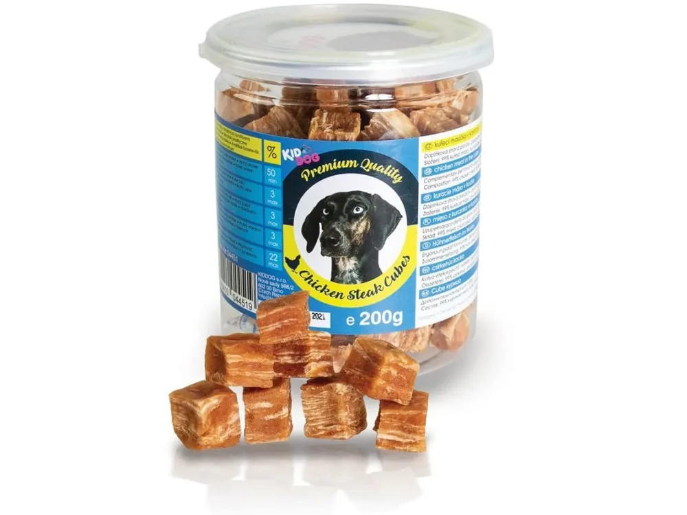Nejlepší Cena Kiddog kuřecí kostky DÓZA - pamlsky pro psy 200 g