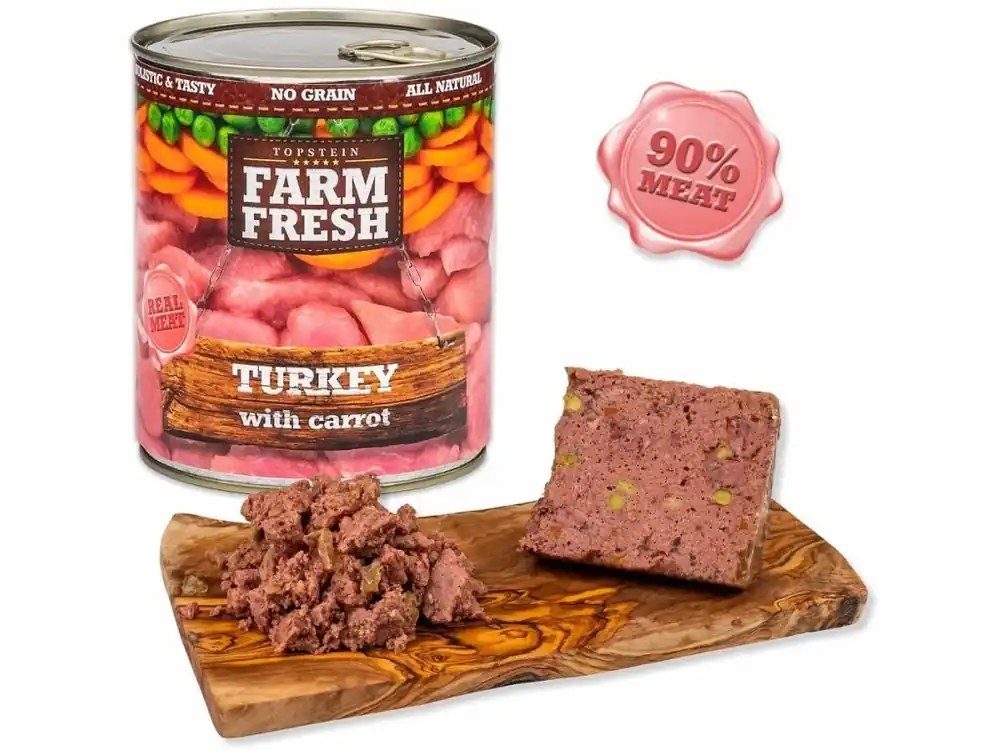Dokud Zásoby Vydrží Farm Fresh krůta a mrkev - konzerva pro psy a kočky 800 g