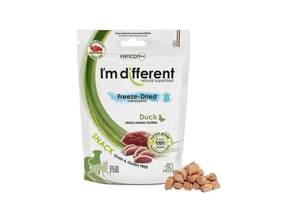 Omezená Nabídka I‘m different Raw Freeze-Dried kachna - pamlsky 40 g