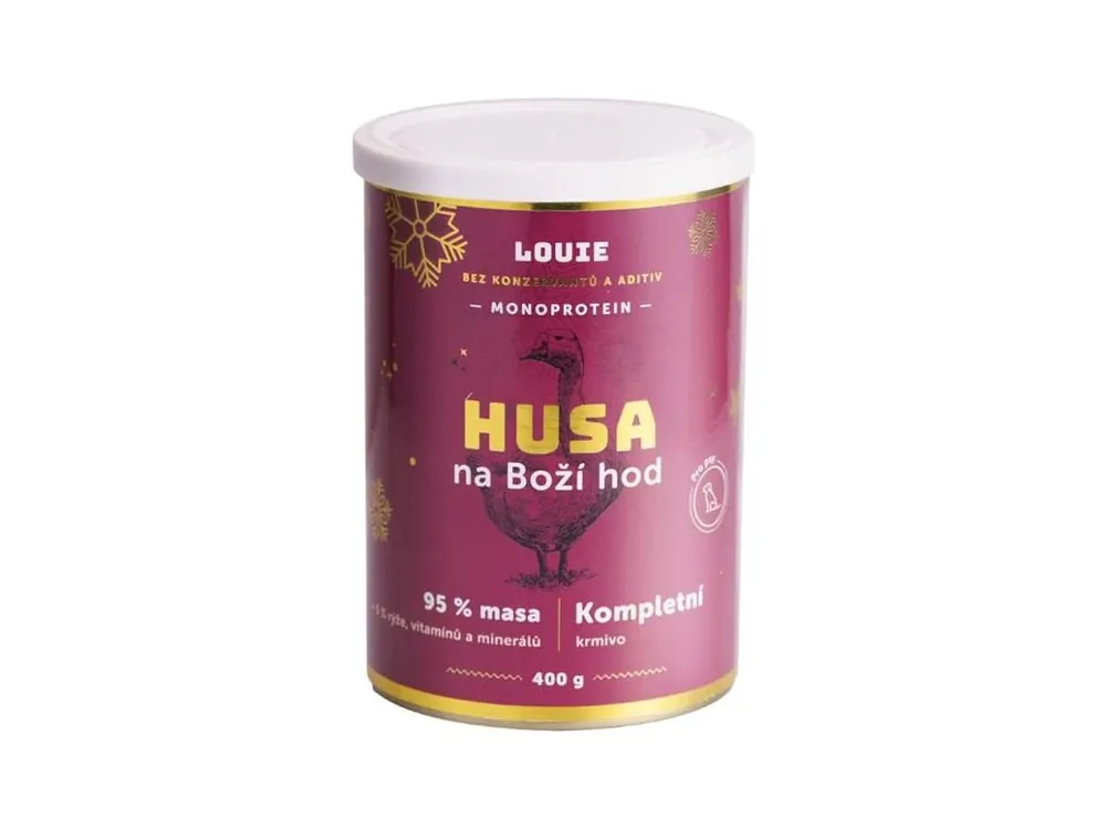 Aktuální Husa na Boží hod 95 % masa - sváteční konzerva pro psy 400 g