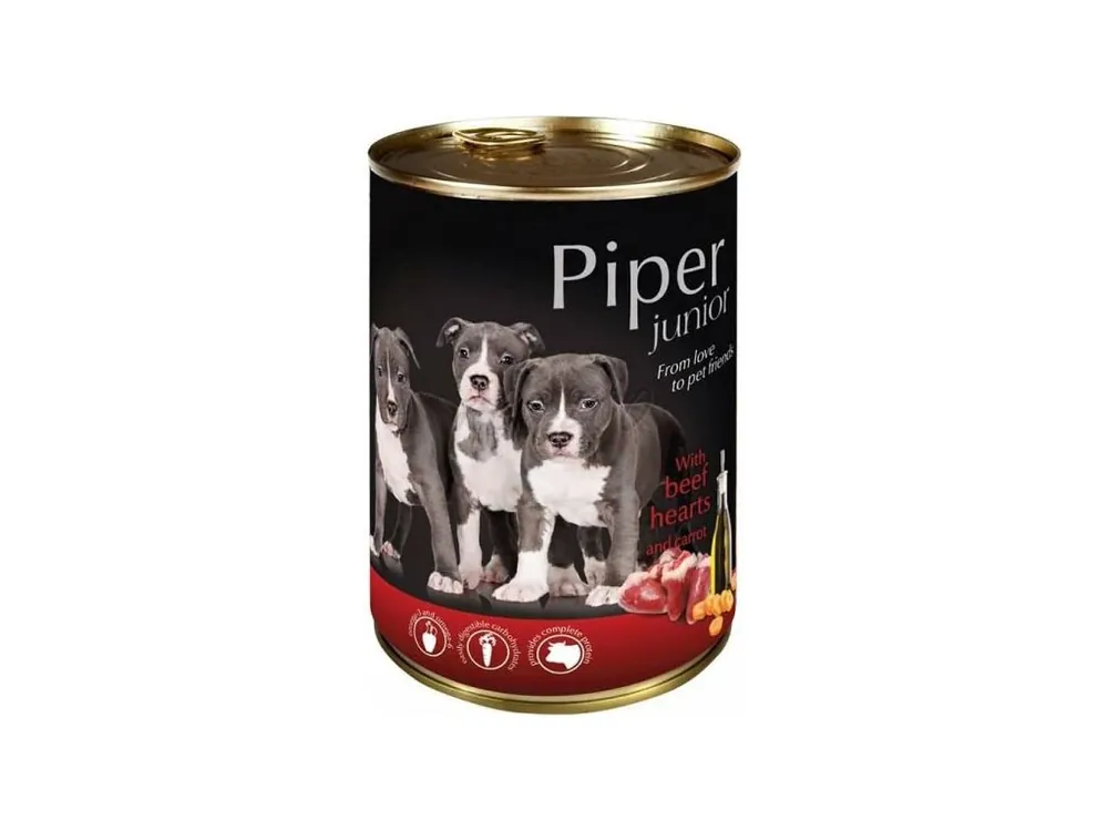 Nejprodávanější Piper JUNIOR s hovězím srdcem a mrkví - konzerva pro štěňata 400 g