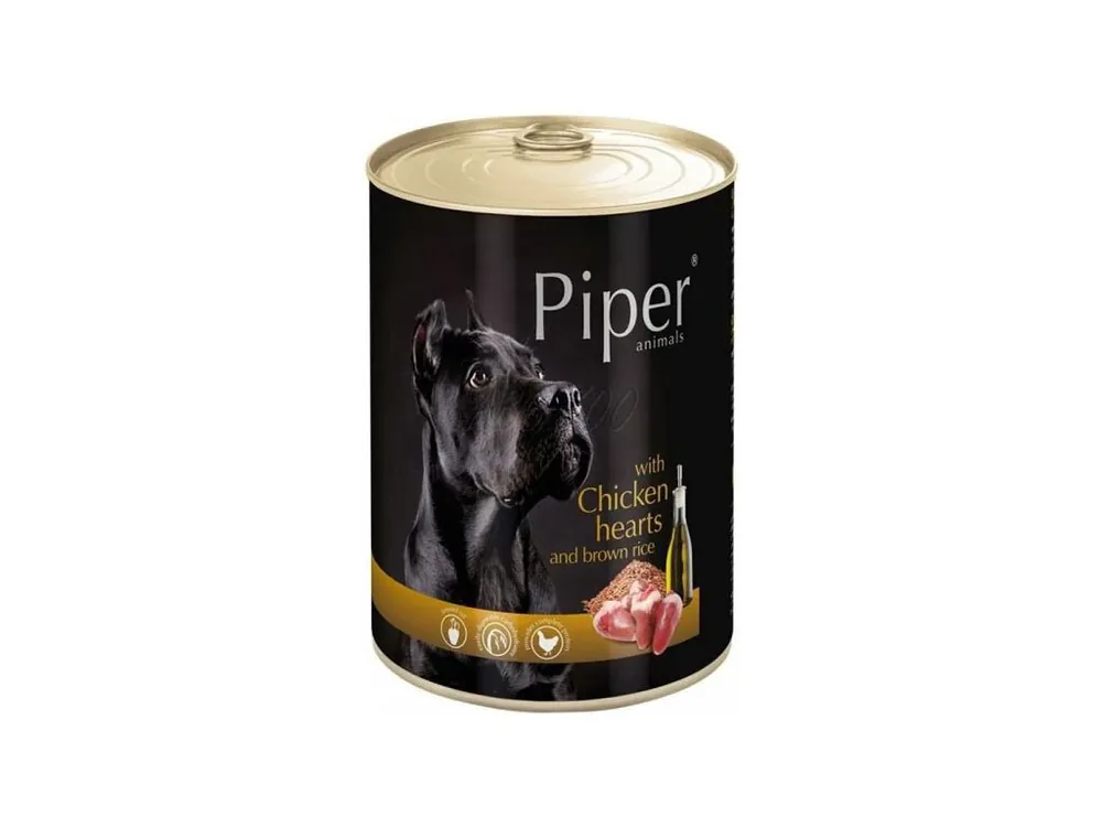 Rychlé Dodání Piper s kuřecími srdíčky a hnědou rýží - konzerva pro psy 400 g
