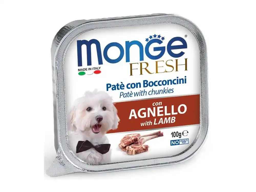 Akční Cena Monge FRESH paté a kousky s jehněčím masem - mistička pro psy 100 g