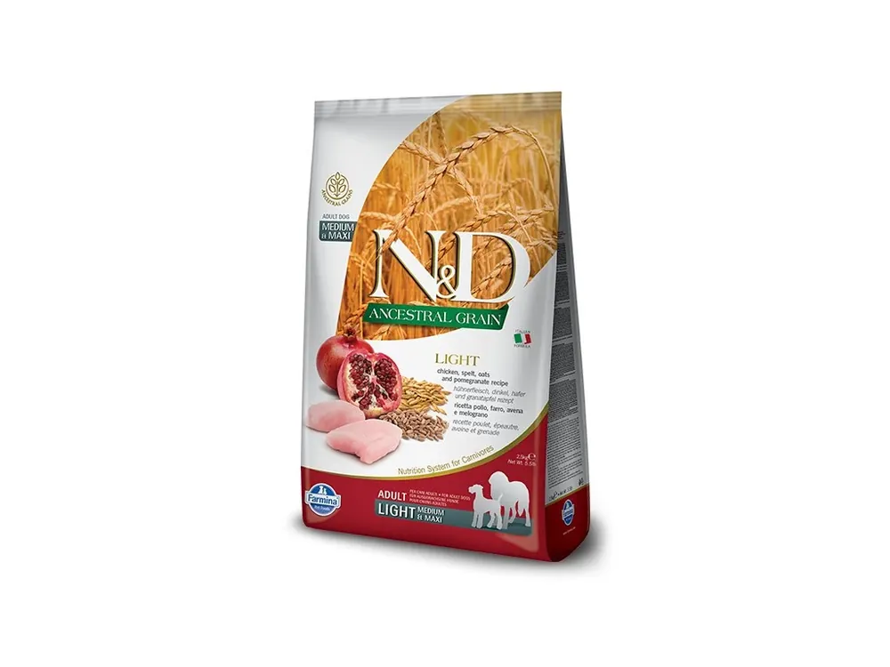 Nejlepší Volba N&D Ancestral Grain Dog Light M/L Chicken Pomegranate