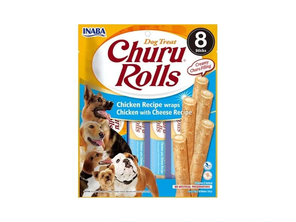 Churu Rolls Chicken with Cheese Wraps - pamlsek pro psy 8x12 g Nejlepší Volba