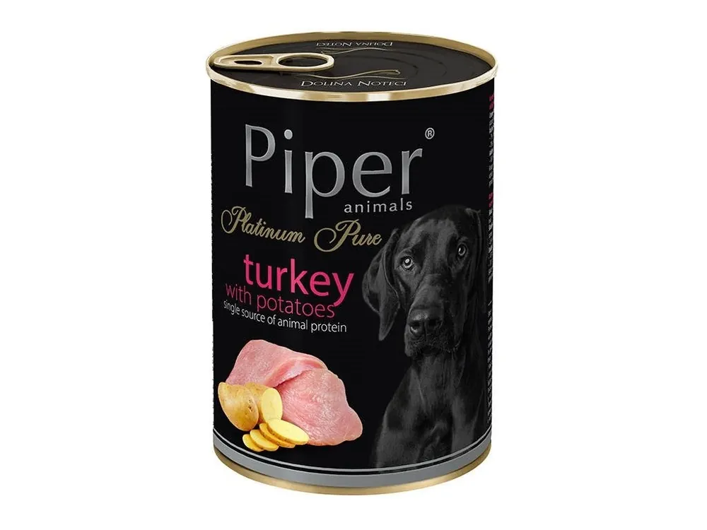 Top Prodej Piper Platinum Pure krůta s bramborem - konzerva pro psy 400 g