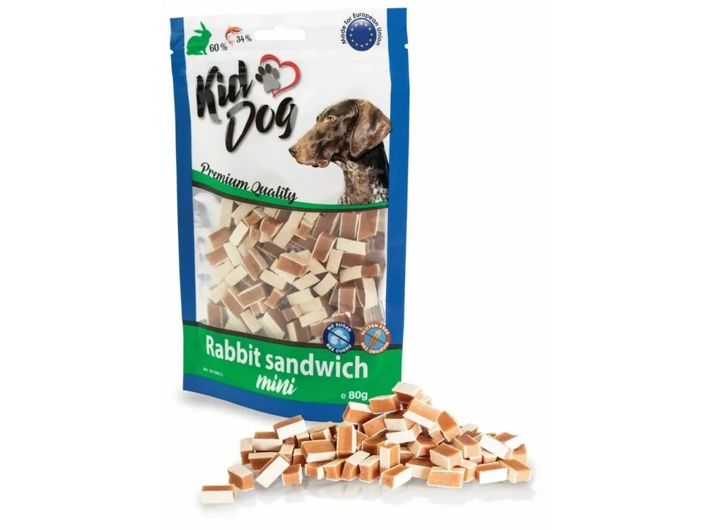 Rychlé Dodání Kiddog mini králičí sandwich - pamlsky pro psy 80 g