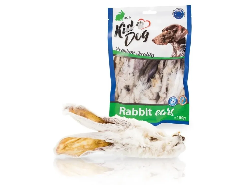 Cenově Výhodný Kiddog králičí uši se srstí - pamlsky pro psy 180 g
