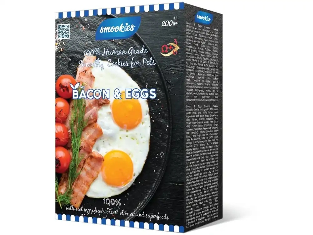 Omezená Nabídka Smookies Premium Bacon & Eggs 200 g - sušenky pro psy