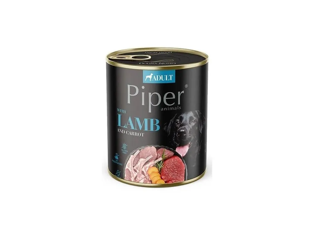 Piper s jehněčím, mrkví a hnědou rýží - konzerva pro psy 800 g Autentický