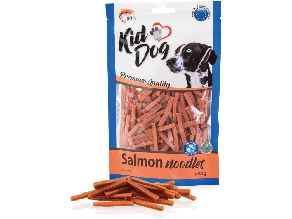 Ověřený Kiddog lososové nudličky - pamlsky pro psy 80 g