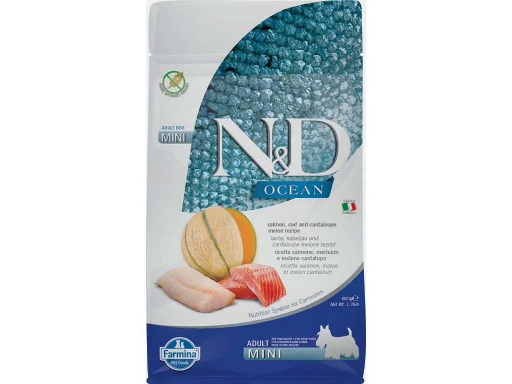 N&D Ocean Dog Adult Mini Salmon Cod Cantaloupe 800 g Autentický