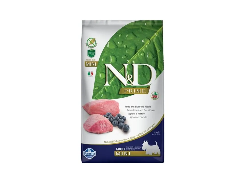 N&D Prime Dog Adult Mini Lamb Blueberry 2,5 kg Přímo Od Výrobce