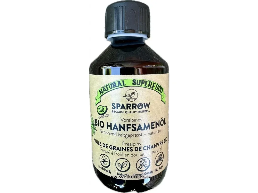 Super Cena Sparrow Bio konopný olej 250 ml