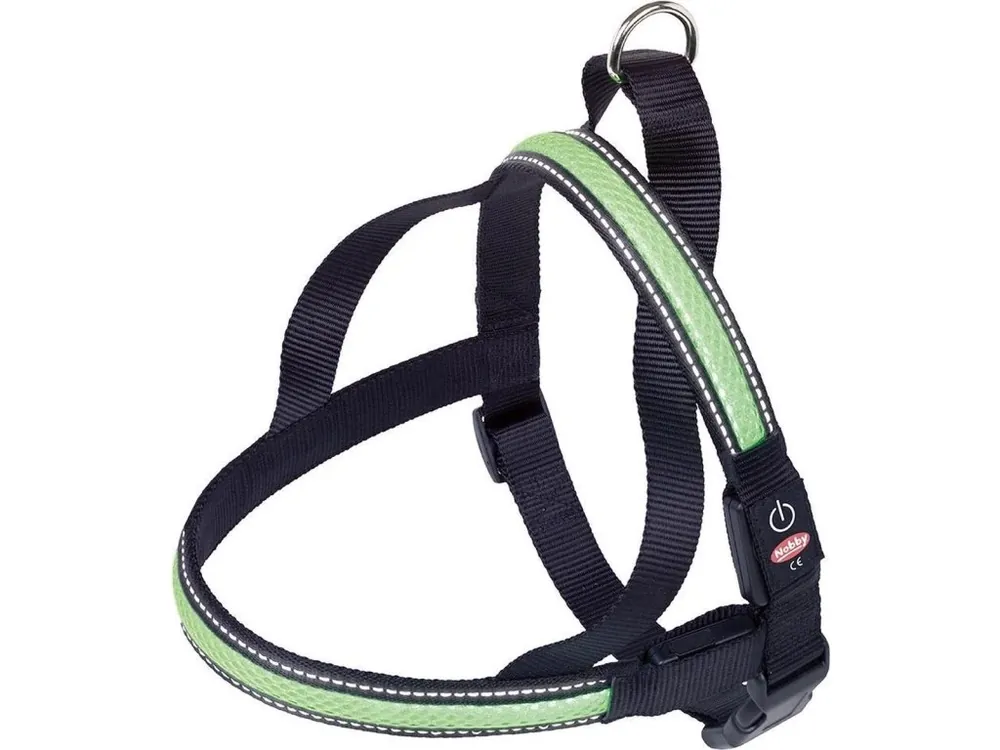 Aktuální Nobby Flash Mesh svítící zelený postroj vel. M (60-75cm)