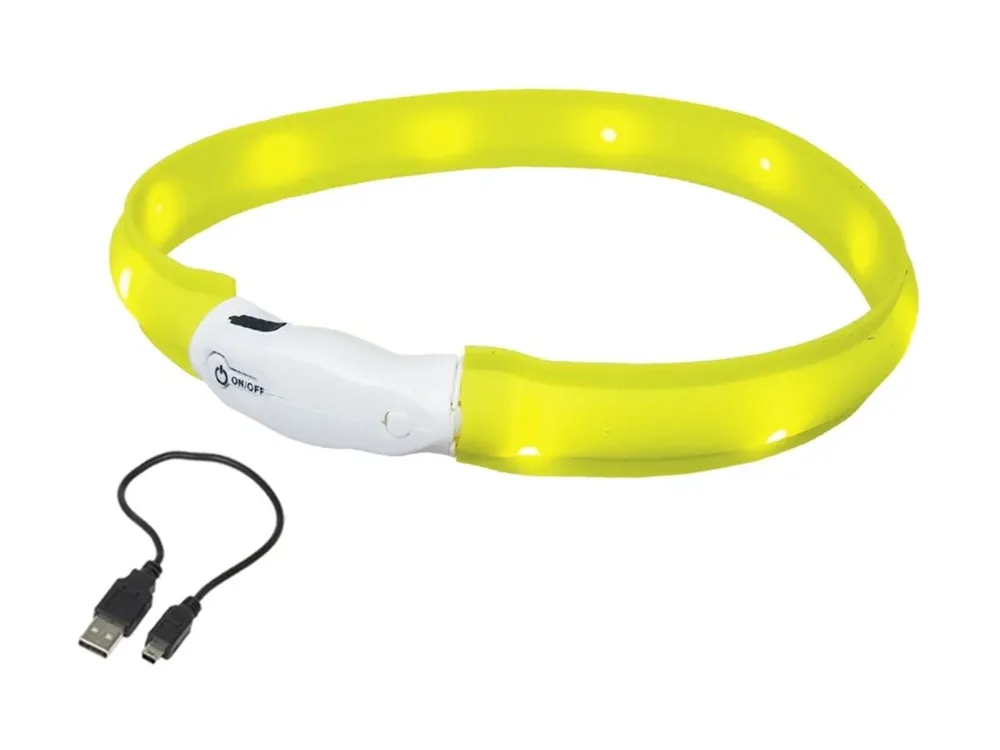 Nobby LED plochý svítící obojek pro psy žlutý S 40cm Rychlé Dodání