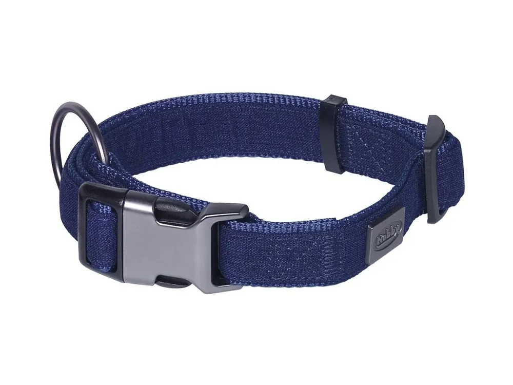 Nobby LINEN DELUXE obojek nylon modrá XS-S 23-30 cm Výhodná Nabídka