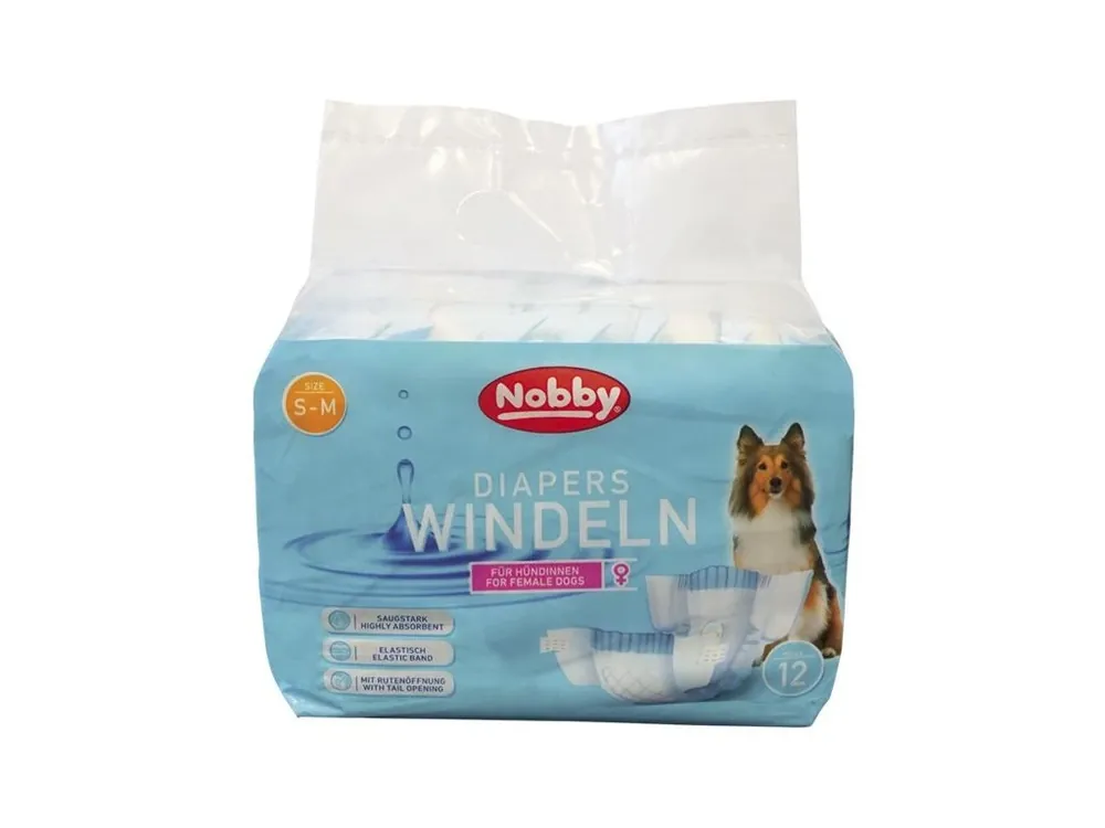 Zlevněný Nobby papírové pleny pro feny S-M 28-40cm (12 ks)