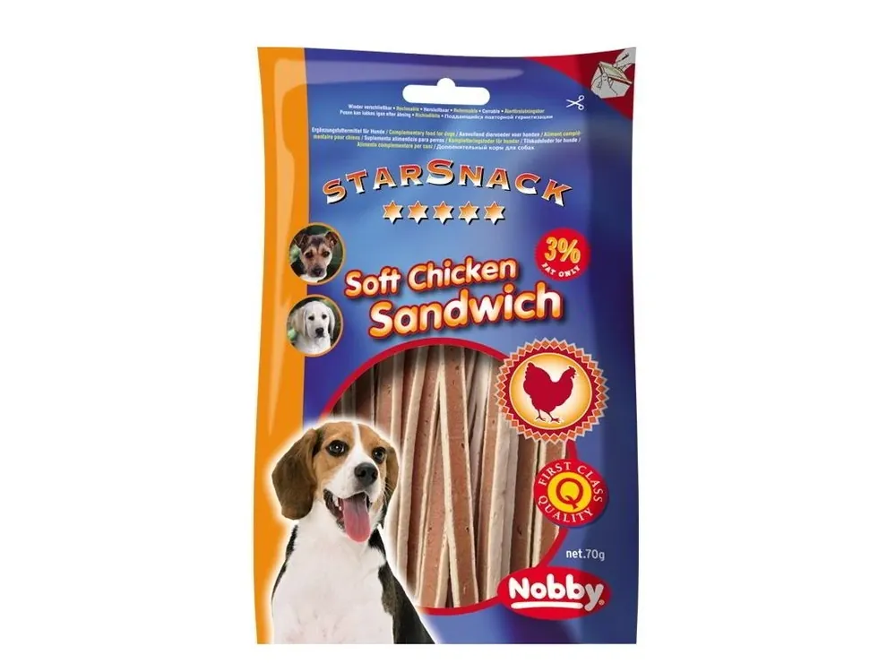 Speciální Cena Nobby StarSnack Soft Chicken Sandwich pamlsky kuře+ryba 375g