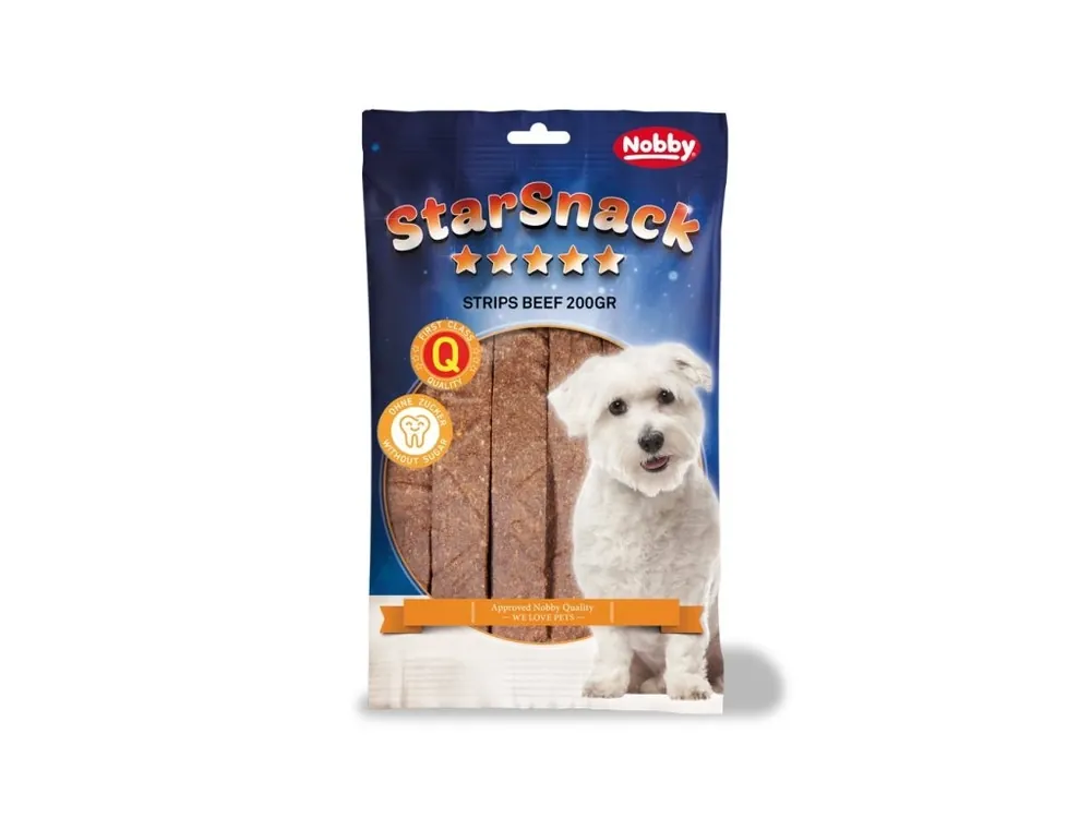 Autentický Nobby StarSnack Strips pamlsky plátky hovězí 20ks / 200g