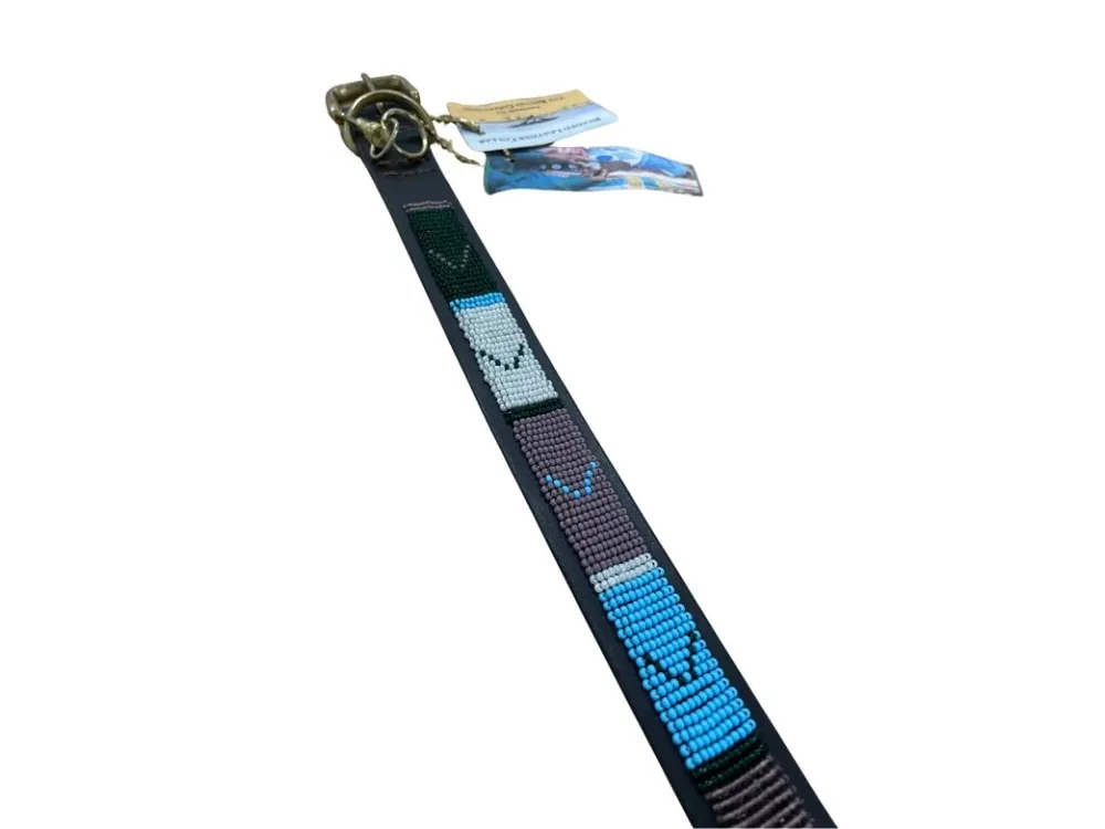 Nová Kolekce Obojek pro psy The Kenyan Collection Masaj zdobený korálky, kožený, 55 cm