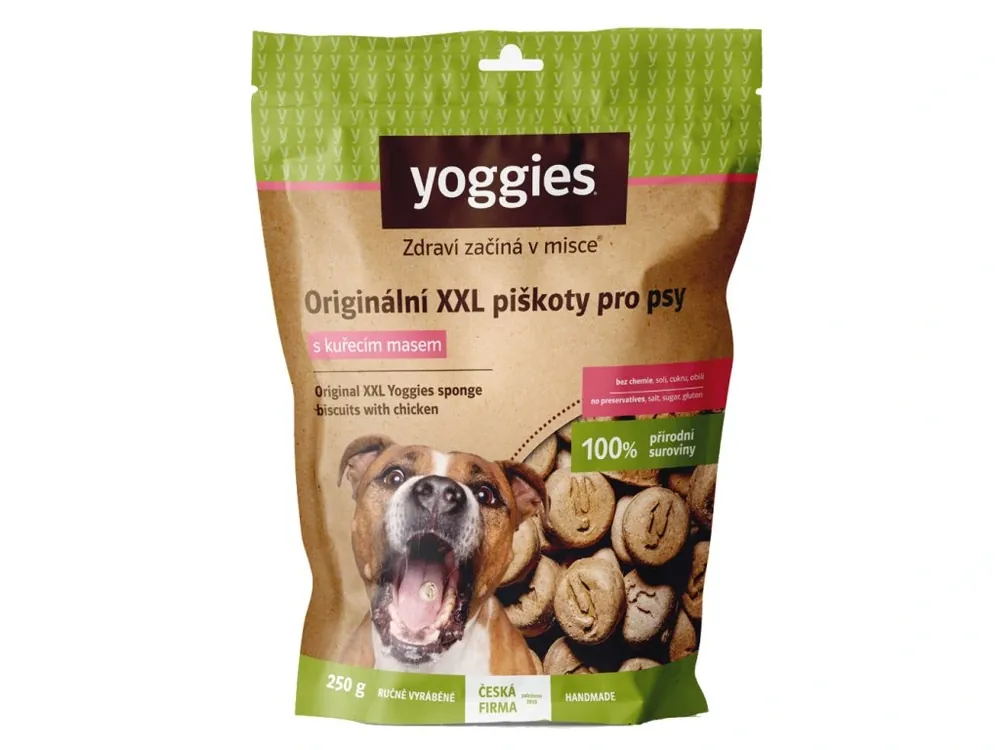 Oblíbený Pamlsek pro psy Yoggies bezlepkové XXL piškoty s kuřecím masem 250g