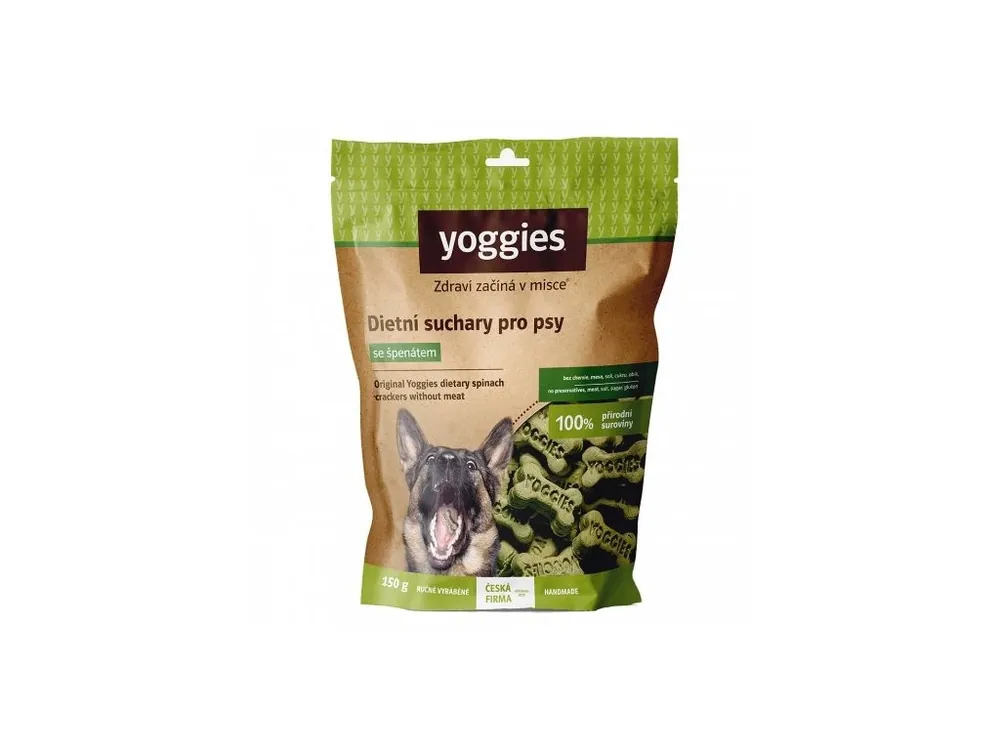 Koupit Online Pamlsek pro psy Yoggies dietní suchary pro psy bez masa a lepku se špenátem 150g